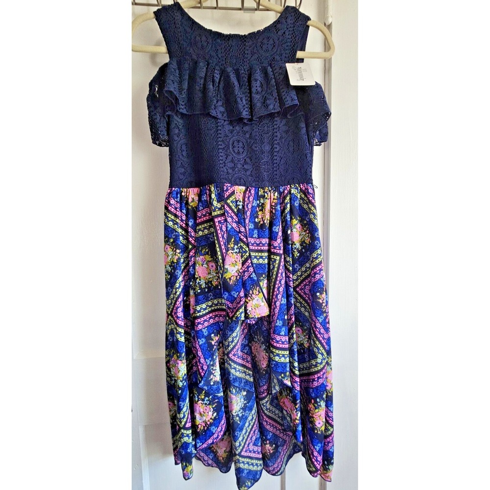 NWT Speechless kids girl Sz‎ 16 laced top open front skirt romper shorts